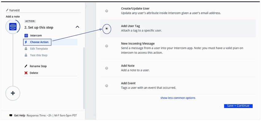 Assembla Zapier Automated Workflow - Choose Intercom Action Add User Tag