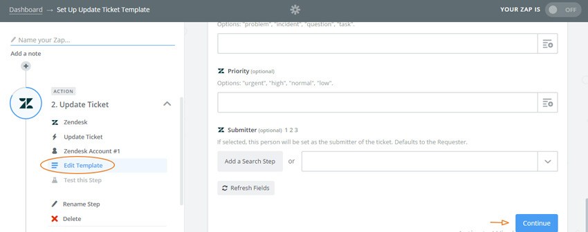 Assembla Zapier Automated Workflow - Edit Template