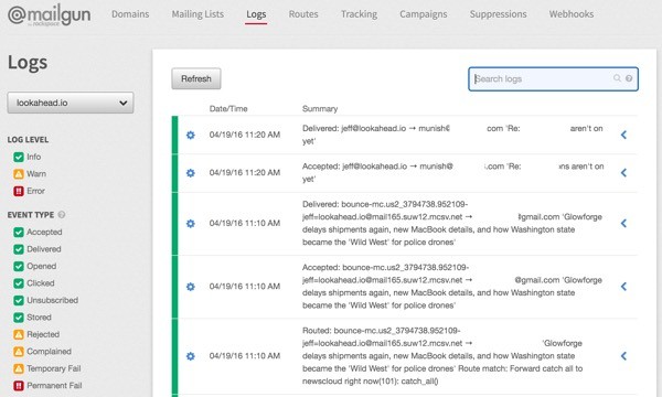 Exploring Mailgun - Logs