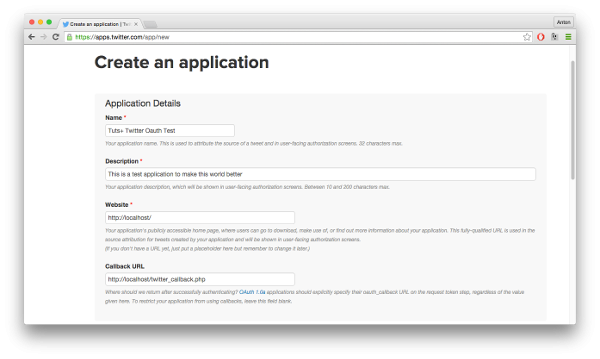 Create an application