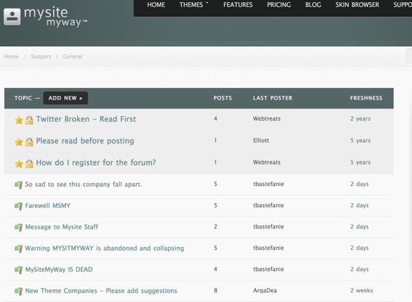 MySiteMyWay Discontinued - User Forum Erupts