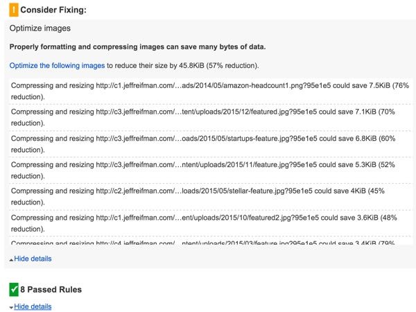 Google PageSpeed Final Desktop Score Image Complaints