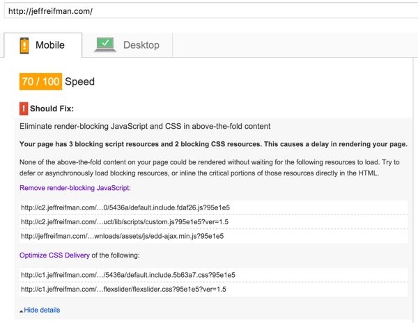 Optimizing PageSpeed - Final Scores Mobile