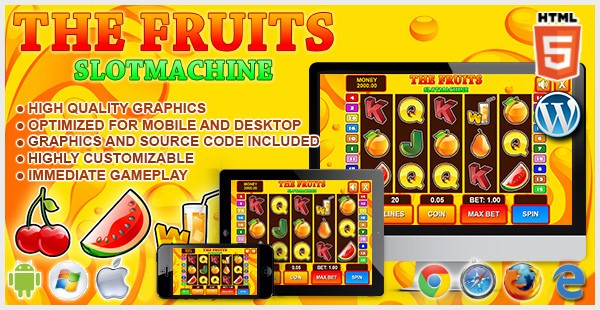 Slot Machine The Fruits - HTML5 Casino Game