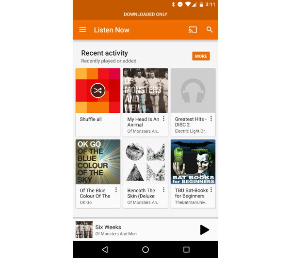 Google Play Music Grid of Items