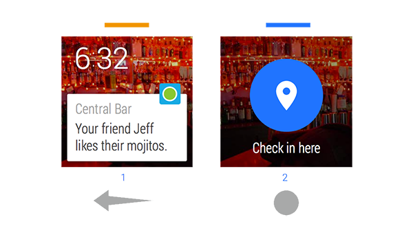 Android Wear Card and Action Button UI Design Pattern