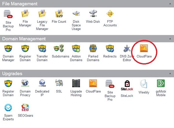 Finding CloudFlare in cPanel