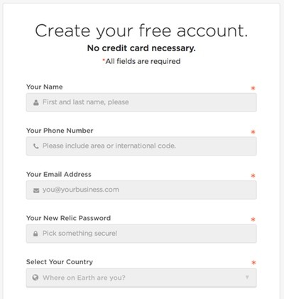 Register for New Relic Browser