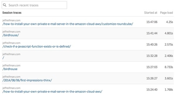 New Relic Browser Session Traces