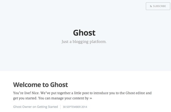 The Ghost Home Page After Install