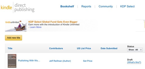 Kindle Direct Publishing Dashboard