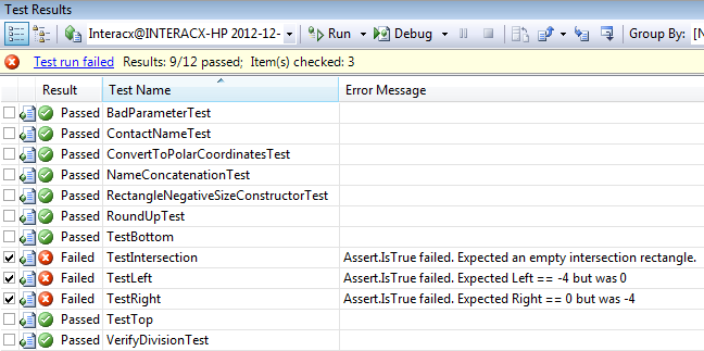 VS2008 Test Results UI