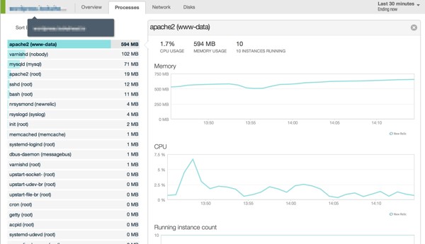 Look at Memory and CPU utilization by process