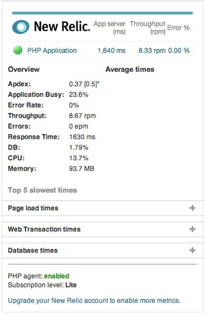 The W3TC New Relic Dashboard