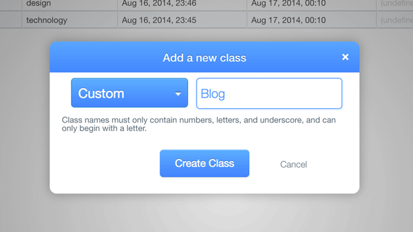 Add a blog class on Parse