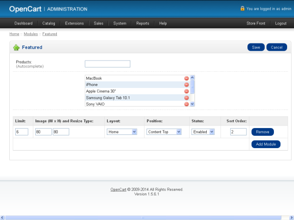 Featured Module Configuration