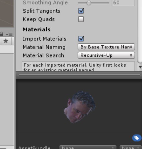 3D scanned and textured head model in Unity