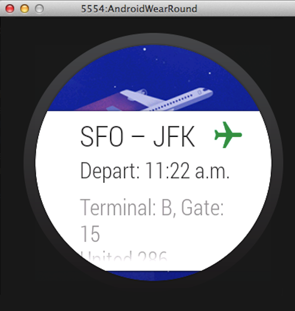 Example of a notification card on an Android Wear device