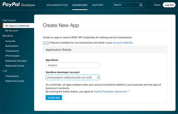 PayPal Developer App