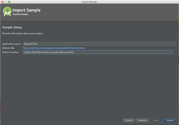 Android Studio Sample Setup