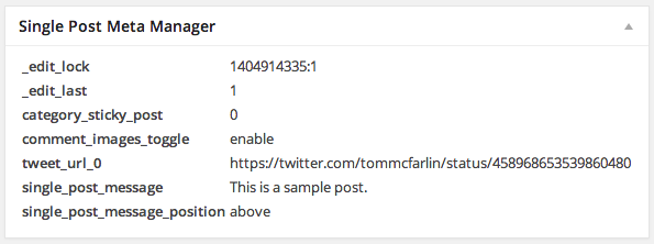 Single Post Meta Manager