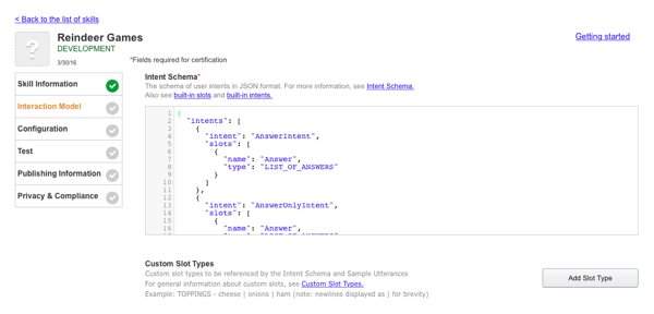 Intent Schema