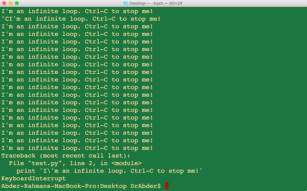 Im an infinite loop Ctrl-C to stop me
