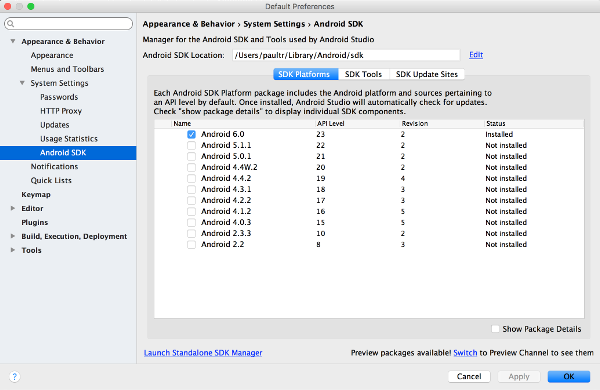 Android Studio SDK Manager