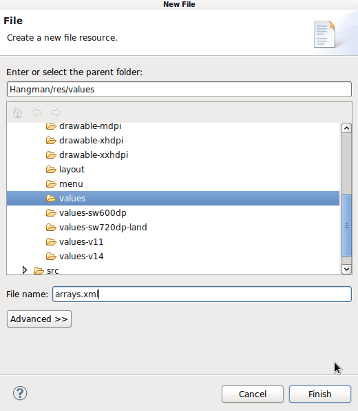 Android Hangman Game Arrays File