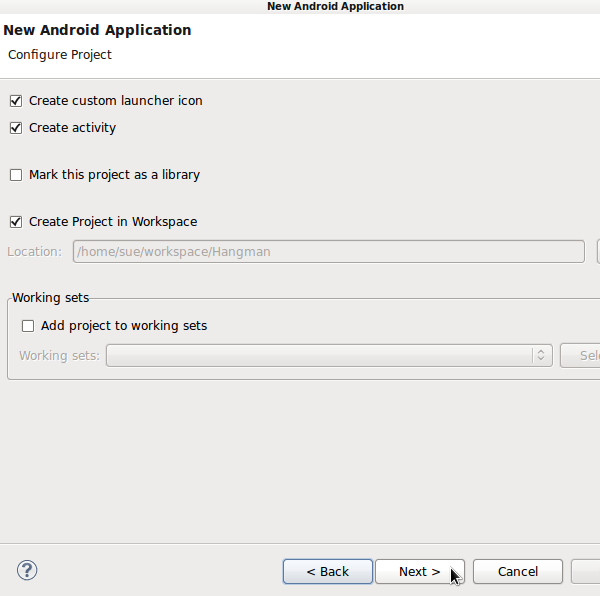 Android Hangman Game Project Configure