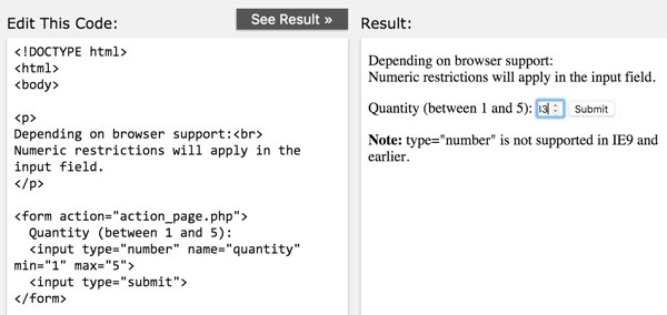 What is HTML5 Input Element Example