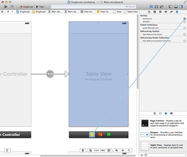 Add a table view to the search view controller's view and connect its dataSource and delegate outlets.