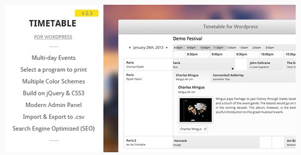 Timetable for WordPress