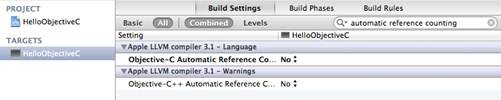 Figure 21 Disabling automatic reference counting