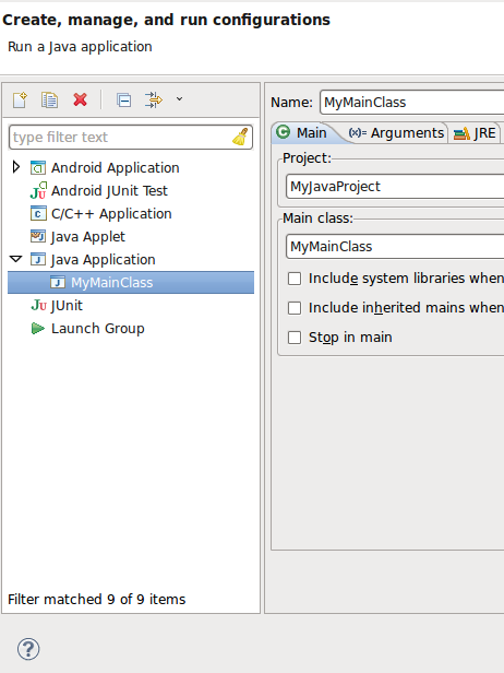 Java Run Configuration