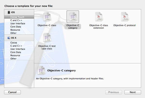 Create a Weather App with Forecast – User Interface - Creating a New Objective-C Category 