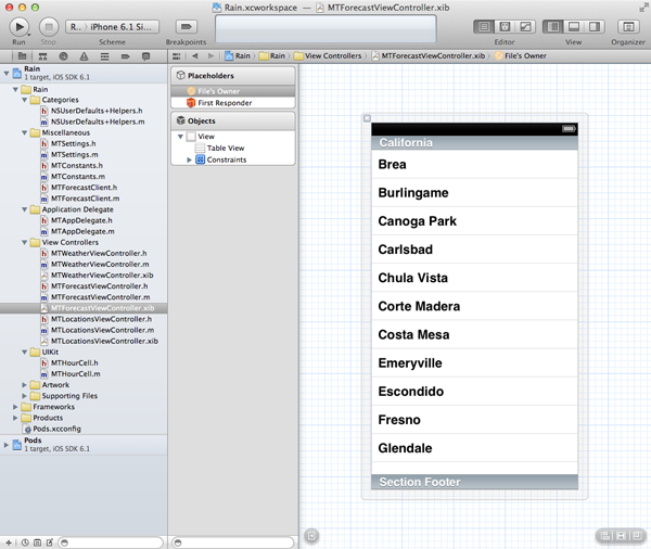 Create a Weather App with Forecast – User Interface - Creating the User Interface of the Forecast View Controller 