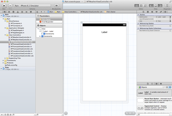 Creating a Weather App for iOS with Forecast.io: Part 1 - Adding the Location Label to the Weather View Controller 