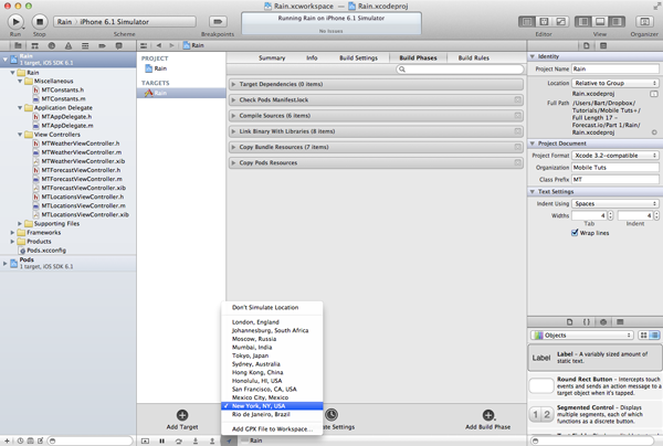 Creating a Weather App for iOS with Forecast.io: Part 1 - Simulating Locations with the iOS Simulator 