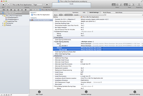 How To Submit an iOS App to the App Store - Configuring the Targets Build Settings