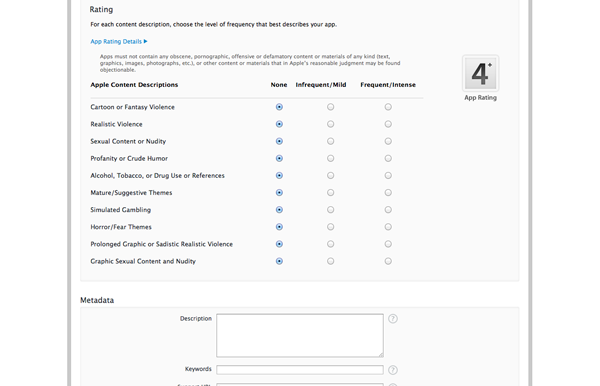 How To Submit an iOS App to the App Store - Entering Your Applications Metadata and Assigning a Rating