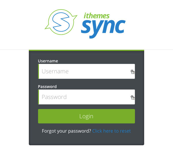 iThemes Sync login page