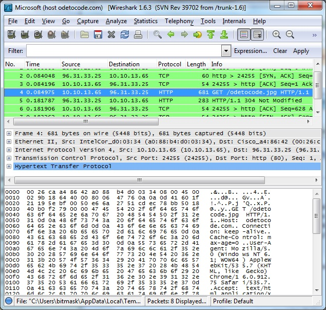 Figure 5 Using Wireshark