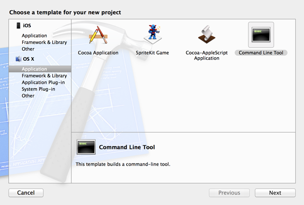 Learning C A Primer - Choosing the Command Line Tool Template - Figure 2