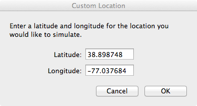 Setting Simulator Location