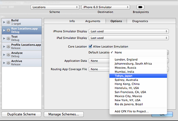 Configuring a Default Location