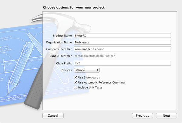 Figure 2: Project Setup Screen