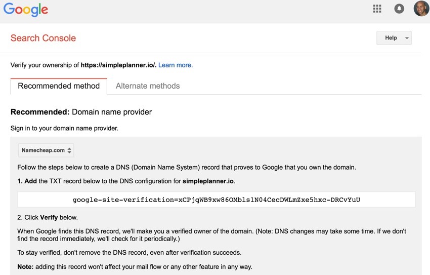 Building Your Startup Multiple Domains - Google Search Console Verification TXT Record