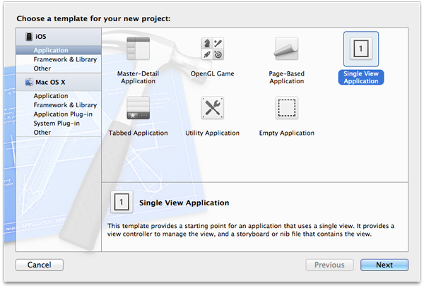 iOS 5 and The Twitter Framework: Choosing a Xcode Template - Figure 1