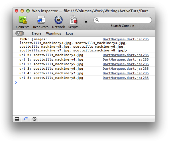 The JSON data being logged